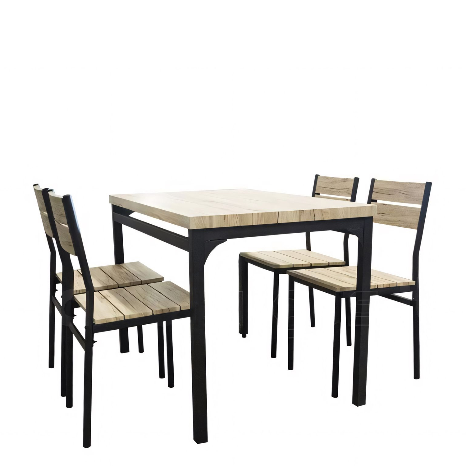 14330031u Τραπέζι Σετ (4+1) ArteLibre SERISSA Μαύρο/Μπεζ 110x70x77cm-AR14330031 - Image 1
