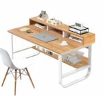 Γραφείο ArteLibre ALECTORIS Καφέ/Λευκό MDF/Μέταλλο 100x60x73cm-AR14370049 - Image 2