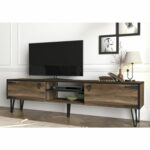 Έπιπλο Τηλεόρασης ArteLibre Thira Σκούρο Καφέ 180x30x49cm-AR14410045 - Image 2