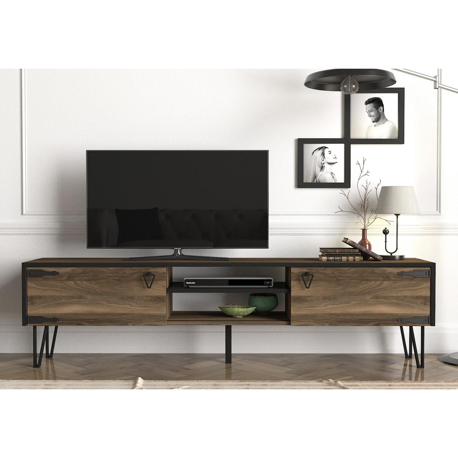 14410045 Έπιπλο Τηλεόρασης ArteLibre Thira Σκούρο Καφέ 180x30x49cm-AR14410045 - Image 1
