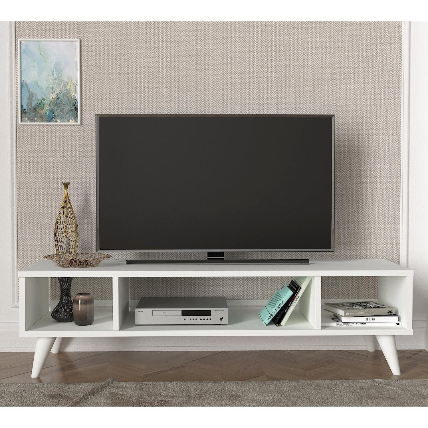 14410049 Έπιπλο Τηλεόρασης ArteLibre Samos Λευκό 120x35x40cm-AR14410049 - Image 1