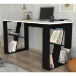 Γραφείο ArteLibre Simi Μαύρο/Λευκή Επιφάνεια 140x60x74cm-AR14410071 - Image 2