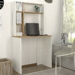 Γραφείο-Βιβλιοθήκη ArteLibre ArteLibre ARAGO Λευκό/Φυσικό Μοριοσανίδα/Μελαμίνη 90x45x148cm-AR14410301 - Image 4
