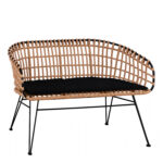 Καναπές Κήπου ArteLibre ARVENIUS Φυσικό/Μαύρο Rattan 124x57x77cm-AR14510064