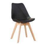 Καρέκλα ArteLibre GROUGH Μαύρο PP/PU/Ξύλο 49x56x83cm-AR14600015