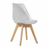 Καρέκλα ArteLibre GROUGH Λευκό PP/PU/Ξύλο 49x56x83cm-AR14600016