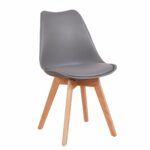 Καρέκλα ArteLibre GROUGH Γκρι PP/PU/Ξύλο 49x56x83cm-AR14600017