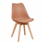 Καρέκλα ArteLibre GROUGH Cappuccino PP/PU/Ξύλο 49x56x83cm-AR14600018 - Image 2