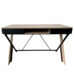 Γραφείο ArteLibre EZRA Sonoma/Μαύρο Μελαμίνη/Μέταλλο 120x60x76cm-AR14610005