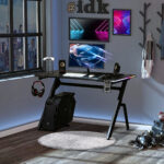 Γραφείο Gaming ArteLibre LUKE RGB Μαύρο Ξύλο/Μέταλλο 120x65x75cm-AR14760002 - Image 2