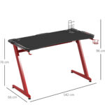 Γραφείο Gaming ArteLibre LEIA Μαύρο/Κόκκινο Ξύλο/Μέταλλο 140x65x75cm-AR14760005 - Image 3