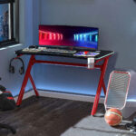 Γραφείο Gaming ArteLibre KENOBI RGB Μαύρο/Κόκκινο Ξύλο/Μέταλλο 120x65x75cm-AR14760010 - Image 3