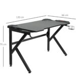 Γραφείο Gaming ArteLibre BERU Μαύρο Ξύλο/Μέταλλο 120x65x75cm-AR14760014 - Image 3