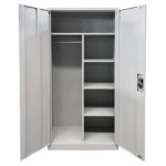 Ντουλάπα ArteLibre DWALIN Ανοιχτό Γκρι Μέταλλο 90x45x180cm-AR14800007 - Image 4