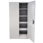 Ντουλάπα ArteLibre DWALIN Ανοιχτό Γκρι Μέταλλο 90x45x180cm-AR14800007 - Image 3