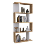 Βιβλιοθήκη ArteLibre CHIUMBO Δρυς/Λευκό Μοριοσανίδα 72x22x147cm-AR14870092