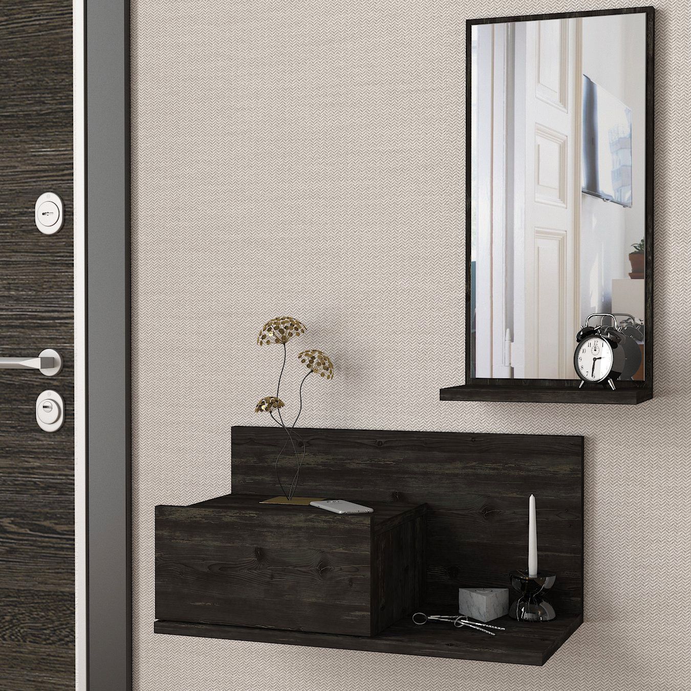 8680782056192 Έπιπλο Εισόδου ArteLibre RODOS Σκουρό Καφέ 60x30x100cm-AR14410070 - Image 1