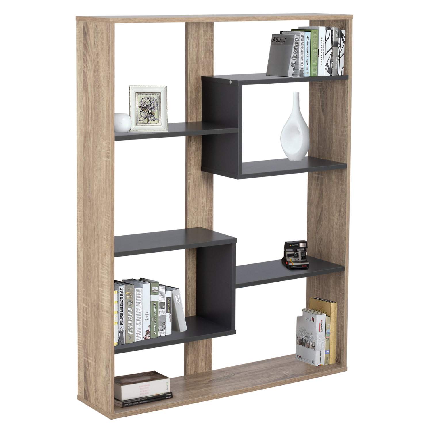 bibliothiki-fb9877202-100ch21ch1245-gkri ΒΙΒΛΙΟΘΗΚΗ MARCELINE HM8772.02 100Χ21Χ124,5 ΓΚΡΙ - Image 1