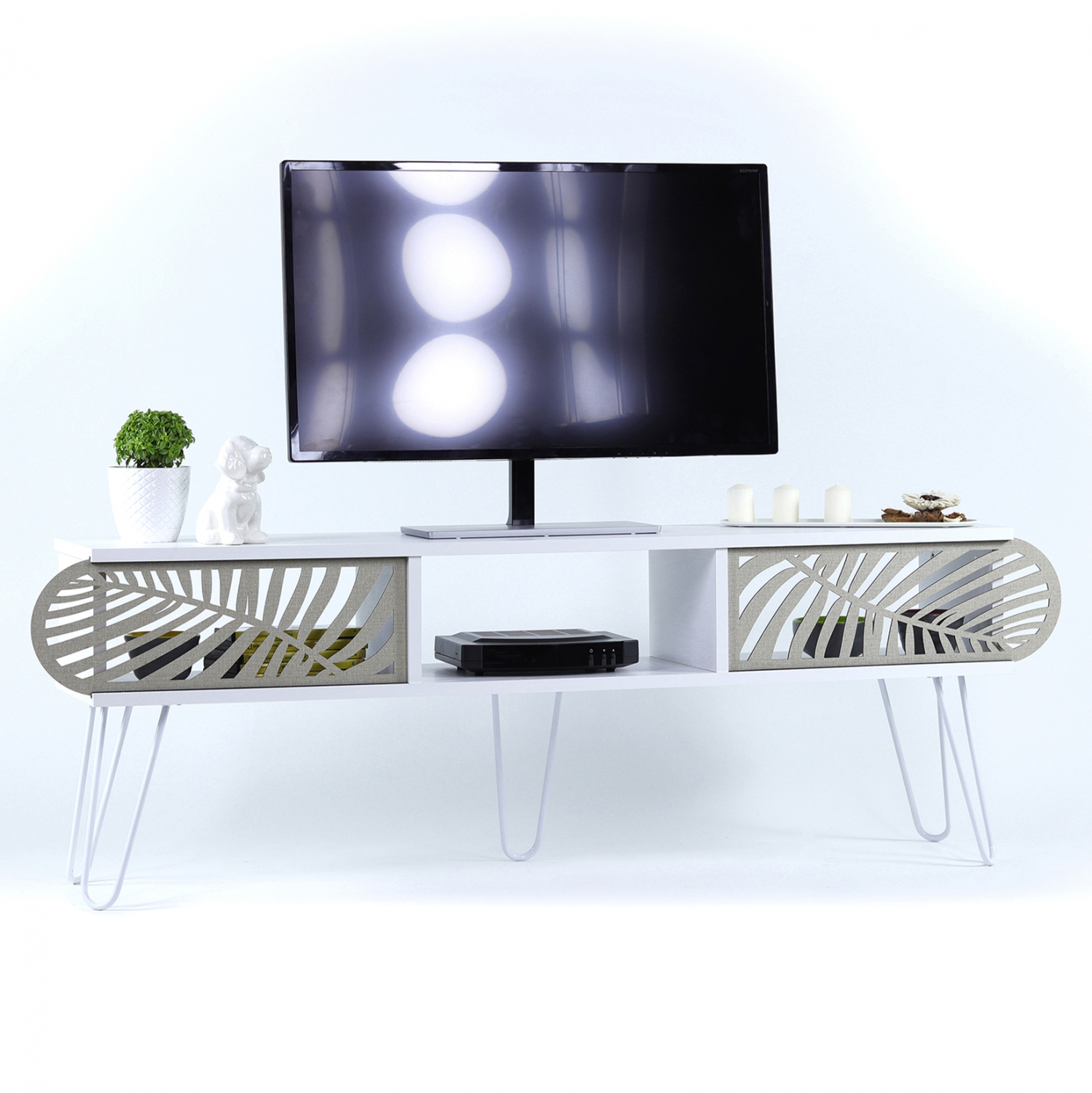 epiplo-tileorasis-melaminis-fb9918902-le ΕΠΙΠΛΟ ΤΗΛΕΟΡΑΣΗΣ ΜΕΛΑΜΙΝΗΣ SILLIA HM9189.02 ΛΕΥΚΟ ΕΚΡΟΥ 151x30x48Y εκ. - Image 1