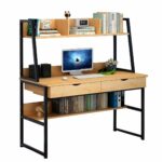 Γραφείο ArteLibre LILY FRANS Οξιά/Μαύρο MDF/Μέταλλο 100x48x135cm-AR14370006 - Image 2