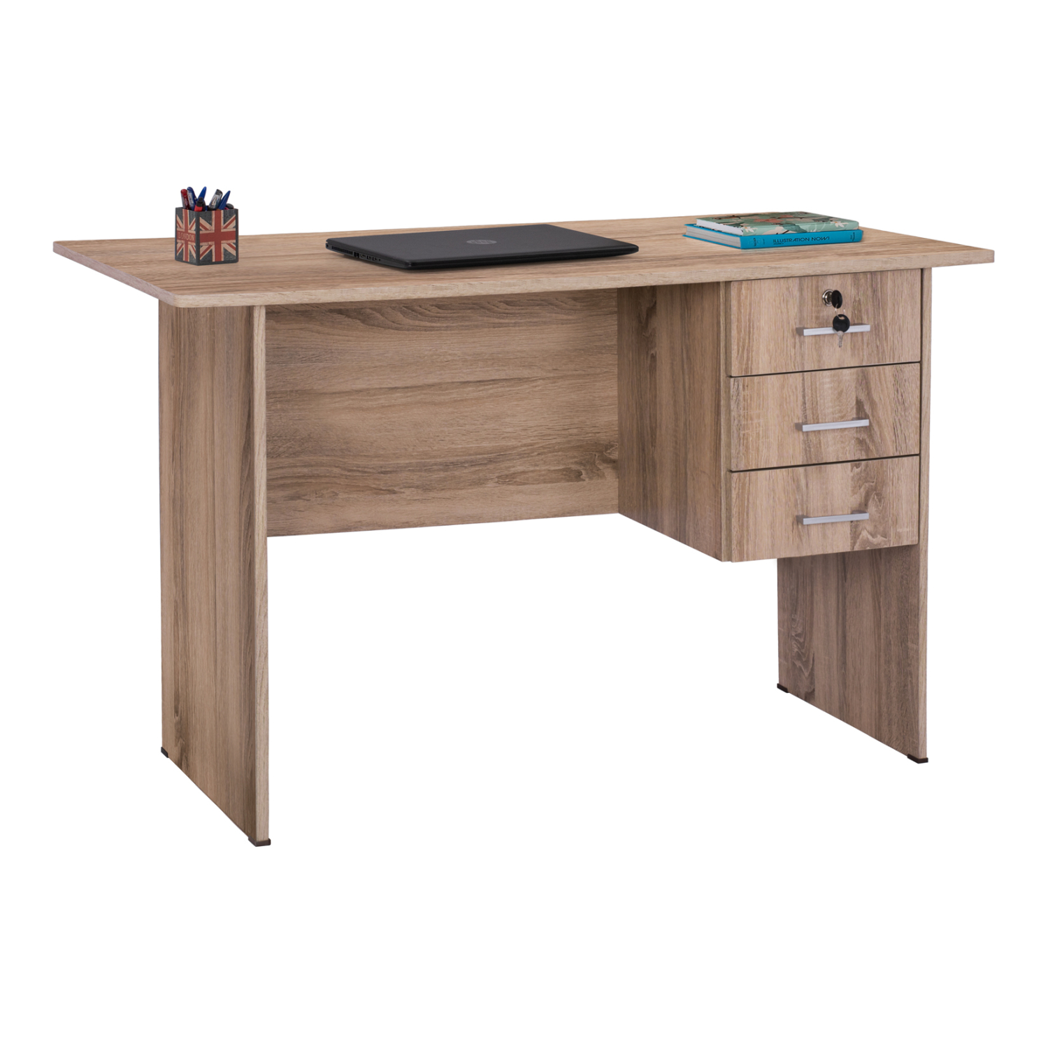 grafeio-melaminis-120x60x75yek-me-3-syrt ΓΡΑΦΕΙΟ ΜΕΛΑΜΙΝΗΣ HAYDEN 120x60x75Υεκ. ΜΕ 3 ΣΥΡΤΑΡΙΑ ΣΕ ΧΡΩΜΑ SONAMA HM2268.02 - Image 1
