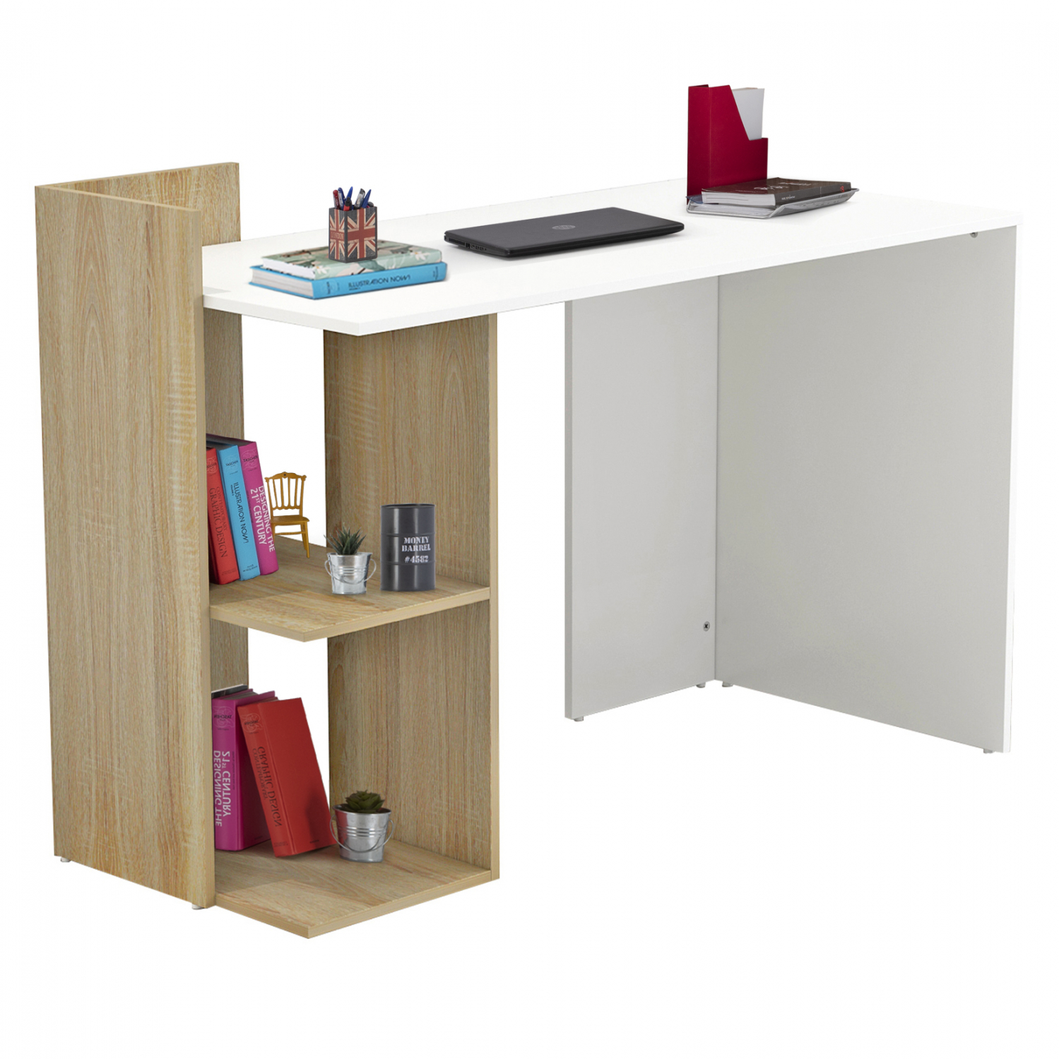 grafeio-melaminis-fb9899402-sonama-leyko ΓΡΑΦΕΙΟ ΜΕΛΑΜΙΝΗΣ HM8994.02 SONAMA ΛΕΥΚΟ 112x55x85Y εκ. - Image 1