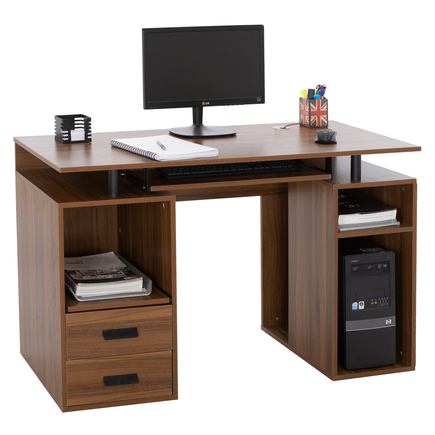 grafeio-melaminis-status-fb9202603-walnu-58 ΓΡΑΦΕΙΟ ΜΕΛΑΜΙΝΗΣ STATUS HM2026.03 WALNUT 120Χ55Χ76 εκ. - Image 1