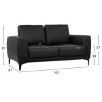 ΚΑΝΑΠΕΣ 2ΘΕΣΙΟΣ KENZIE HM3121.81 ΜΕ ΜΑΥΡΟ PU & ΜΑΥΡΑ ΠΟΔΙΑ 142x81x81 εκ. - Image 2
