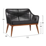 ΚΑΝΑΠΕΣ 2ΘΕΣΙΟΣ HM5550.01 ΑΛΟΥΜΙΝΙΟΥ BAMBOO LOOK ΜΕ ΣΧΟΙΝΙ ΓΚΡΙ 122x60x89Υ εκ. - Image 2