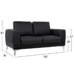 ΚΑΝΑΠΕΣ 2ΘΕΣΙΟΣ KΕΝΖΙΕ HM3121.21 ΜΕ ΜΑΥΡΟ PU 142x81x81 εκ. - Image 2