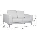 ΚΑΝΑΠΕΣ 2ΘΕΣΙΟΣ KΕΝΖΙΕ HM3121.22 ΜΕ ΛΕΥΚΟ PU 142x81x81 εκ. - Image 2