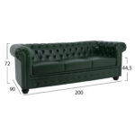 ΚΑΝΑΠΕΣ 3ΘΕΣΙΟΣ T.CHESTERFIELD HM3009.08 ΤΕΧΝΟΔΕΡΜΑ ΚΥΠΑΡΙΣΣΙ 208x90x73 εκ. - Image 2