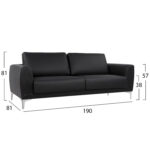 ΚΑΝΑΠΕΣ 3ΘΕΣΙΟΣ KENZIE HM3121.31 ΜΕ ΜΑΥΡΟ PU 190x81x81 εκ. - Image 2