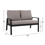ΚΑΝΑΠΕΣ ΔΙΘΕΣΙΟΣ ΑΛΟΥΜΙΝΙΟΥ TABBY HM5561.02 ΑΝΘΡΑΚΙ ΜΕ ΜΑΞΙΛΑΡΙΑ 128Χ77Χ88Υ εκ. - Image 2