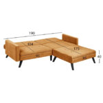 ΚΑΝΑΠΕΣ ΓΩΝΙΑ ΚΡΕΒΑΤΙ LIVIA HM3151.09 ΧΡΥΣΟ ΒΕΛΟΥΔΟ ΜΕ ΥΠΟΠΟΔΙΟ 211X158X83Y εκ. - Image 3