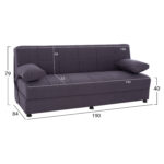 ΚΑΝΑΠΕΣ ΚΡΕΒΑΤΙ 3ΘΕΣΙΟΣ EGE 1206 ΓΚΡΙ HM3067.03 190x84x79Υ εκ. - Image 2