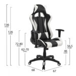 ΚΑΡΕΚΛΑ ΓΡΑΦΕΙΟΥ GAMING HM1062.04 SPEED ΜΑΥΡΟ ΛΕΥΚΟ PU 68,5x71,5x133,5 cm - Image 2