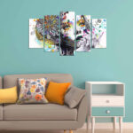 ΠΕΝΤΑΠΤΥΧΟΣ ΠΙΝΑΚΑΣ MDF MODERN DAZZLING BEAUTY GIRL FACE HM7206.04 100X60x3 εκ. - Image 3