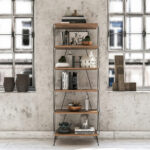 ΒΙΒΛΙΟΘΗΚΗ ΡΑΦΙΕΡΑ BRONTE ΜΕΛΑΜΙΝΗΣ HM9027.02 NATURAL WOOD 48x31x165Y εκ. - Image 4