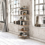 ΒΙΒΛΙΟΘΗΚΗ ΡΑΦΙΕΡΑ BRONTE ΜΕΛΑΜΙΝΗΣ HM9027.02 NATURAL WOOD 48x31x165Y εκ. - Image 5