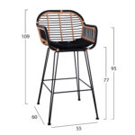 ΣΚΑΜΠΟ ΜΕΤΑΛΛΙΚΟ ALLEGRA HM5690 ΜΕ WICKER ΜΑΥΡΟ-ΜΠΕΖ 55x60x109Υ εκ. - Image 2