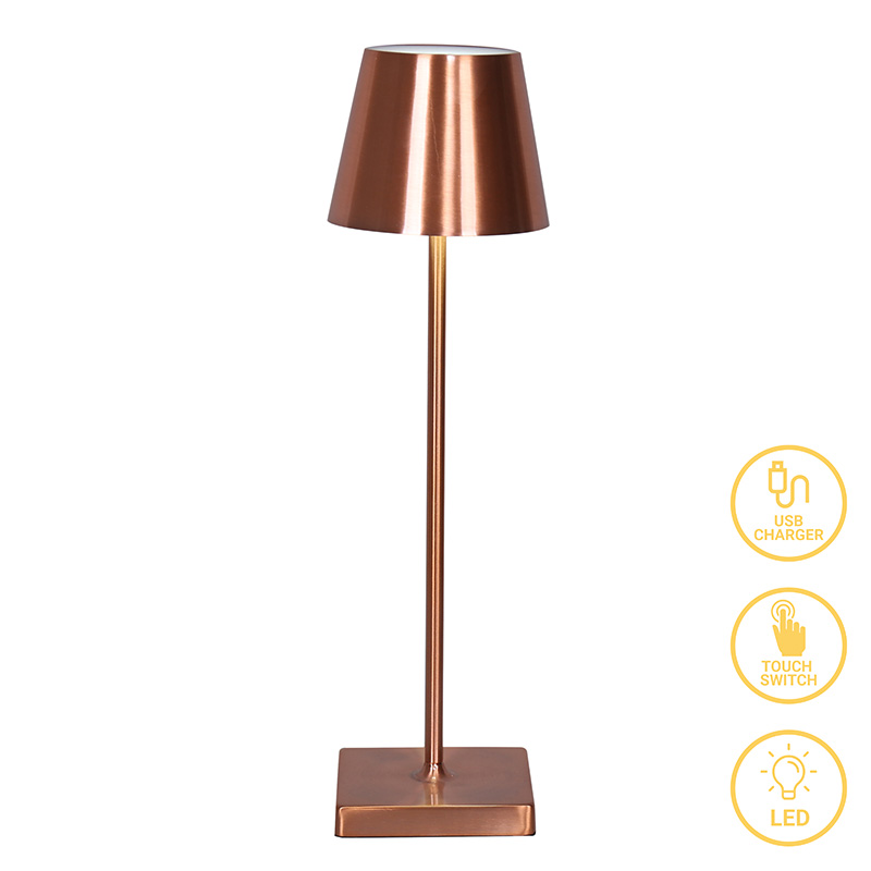 009-000109 Επιτραπέζιο φωτιστικό αφής LED Brave επαναφορτιζόμενο ροζ χρυσό Φ10x35εκ-PK009-000109 - Image 1