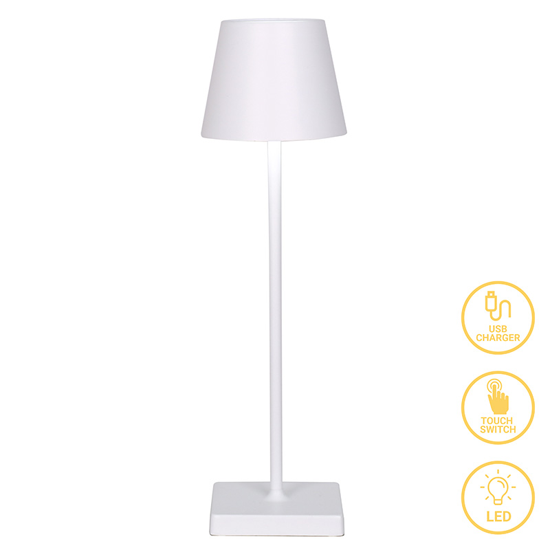 009-000110 Επιτραπέζιο φωτιστικό αφής LED Brave επαναφορτιζόμενο λευκό Φ10x35εκ-PK009-000110 - Image 1