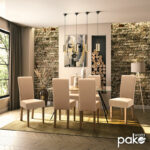 Καρέκλα Ditta   PU μόκα-πόδι μασίφ ξύλο καρυδί-PK047-000031 - Image 2