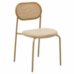 Καρέκλα James   pe rattan ύφασμα μπεζ-μέταλλο φυσικό-PK058-000054