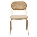Καρέκλα James   pe rattan ύφασμα μπεζ-μέταλλο φυσικό-PK058-000054 - Image 4
