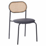 Καρέκλα James   pe rattan μπεζ-pu μαύρο-μέταλλο φυσικό-PK058-000055