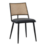 Καρέκλα Giulia   φυσικό pe rattan-ανθρακί pu-μαύρο μέταλλο 49x52x80εκ-PK058-000065