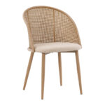 Καρέκλα Riccardo   φυσικό pe rattan-μπεζ ύφασμα-φυσικό μέταλλο 56x52x82εκ-PK058-000068
