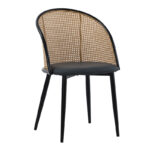 Καρέκλα Riccardo   φυσικό pe rattan-ανθρακί pu-μαύρο μέταλλο 56x52x82εκ-PK058-000069